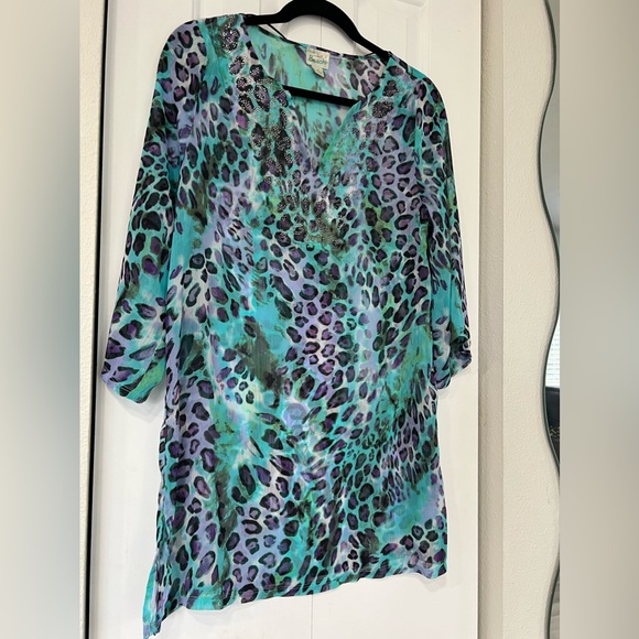 ONE WORLD Beach Cover-Up Size WOMENS Small V-Neck 3/4 Sleeve - Picture 3 of 17